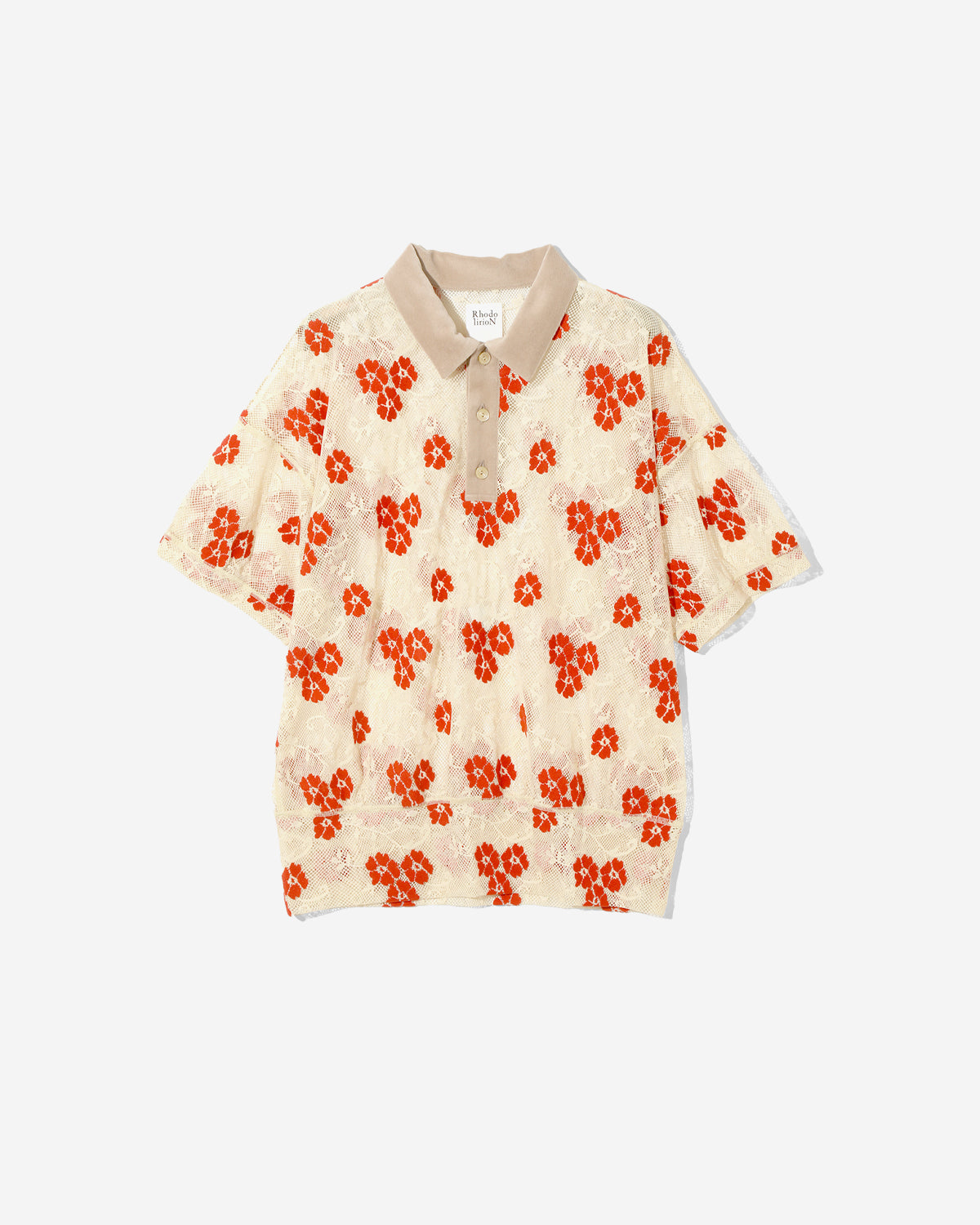 Polo Shirt - Flower Lace - Ivory