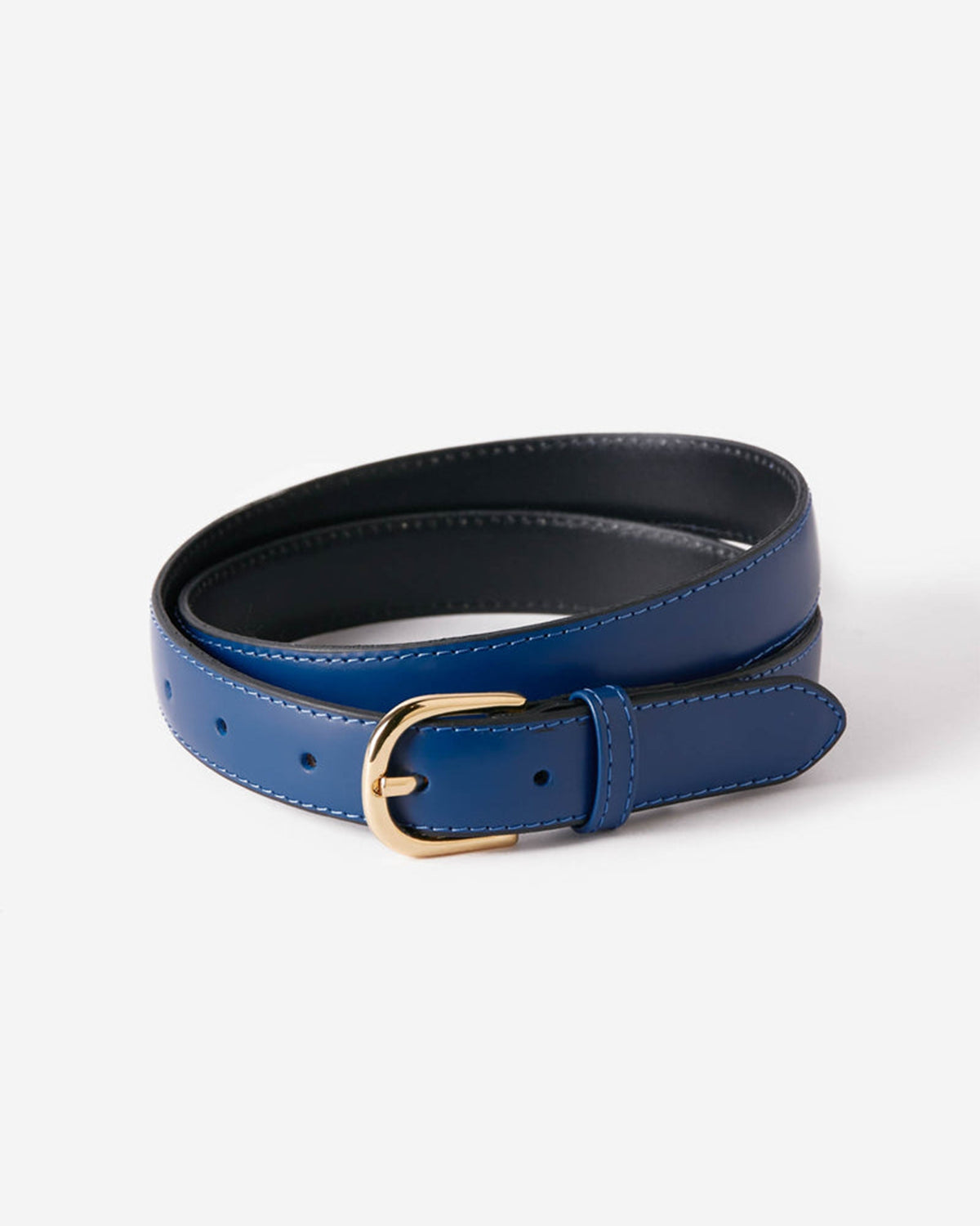 Slim Leather Belt - Navy