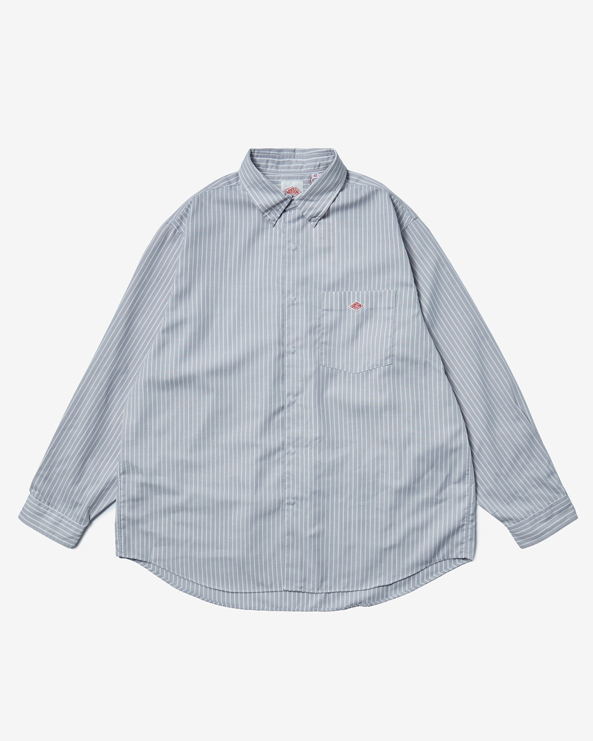Mens Oxford B.D Shirt - Grey White Stripe
