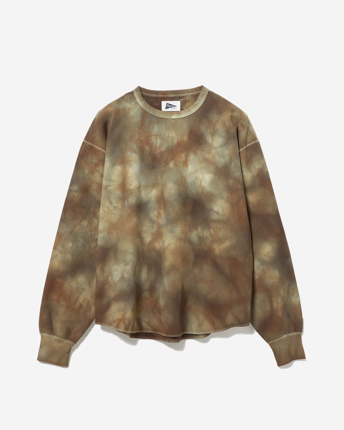 Conan Uneven Dyed Waffle Crew - Olive