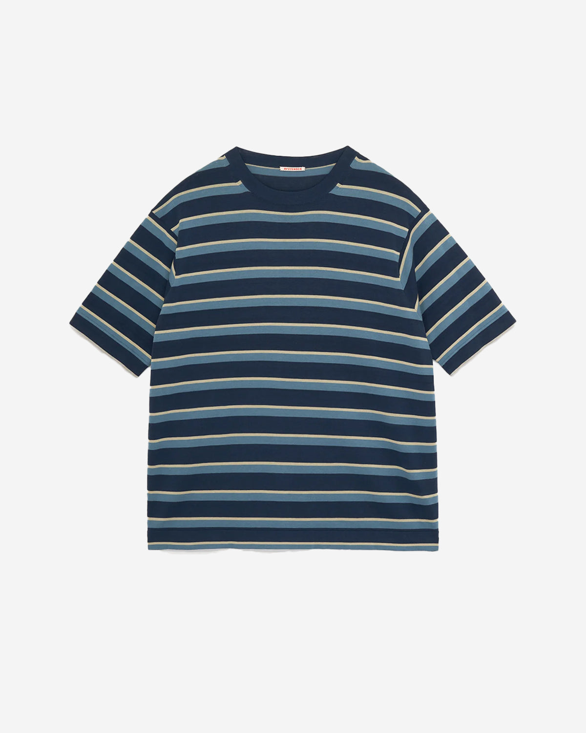 Striped Centre Tee - Navy X Slate Stripe
