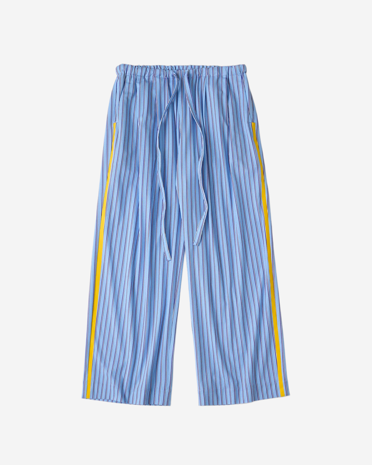 Stripe 2 Tuck Wide Pants - Sax Blue