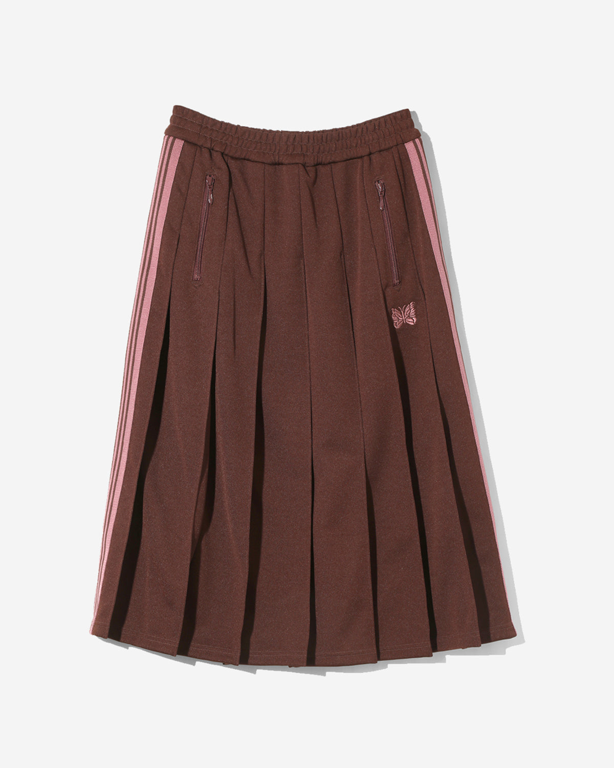 Pleated Track Skirt - Poly Smooth - Brown