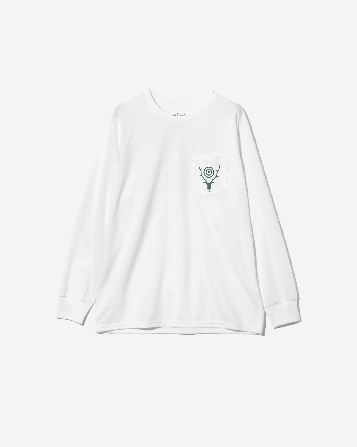 L/S Round Pocket Tee - Circle Horn - White