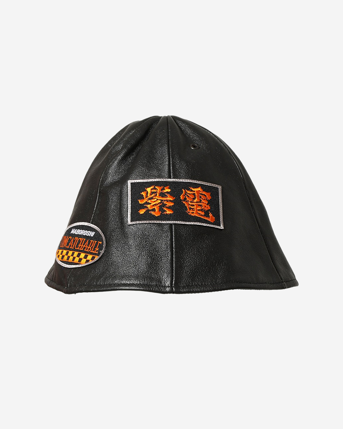 Motorcycle Tulip Hat - Cowhide Leather - Black