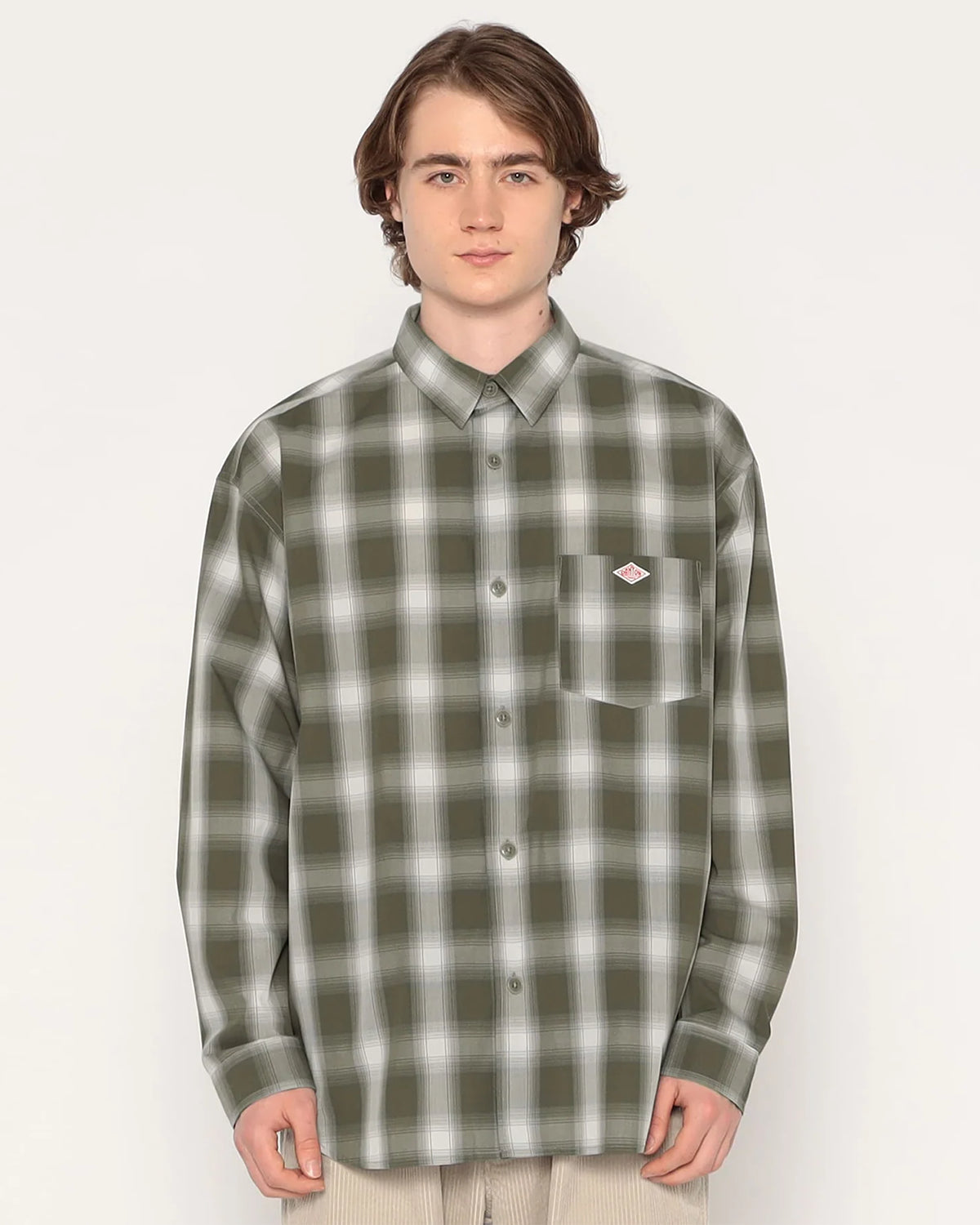 Mens Work Shirt - Beige Ombre