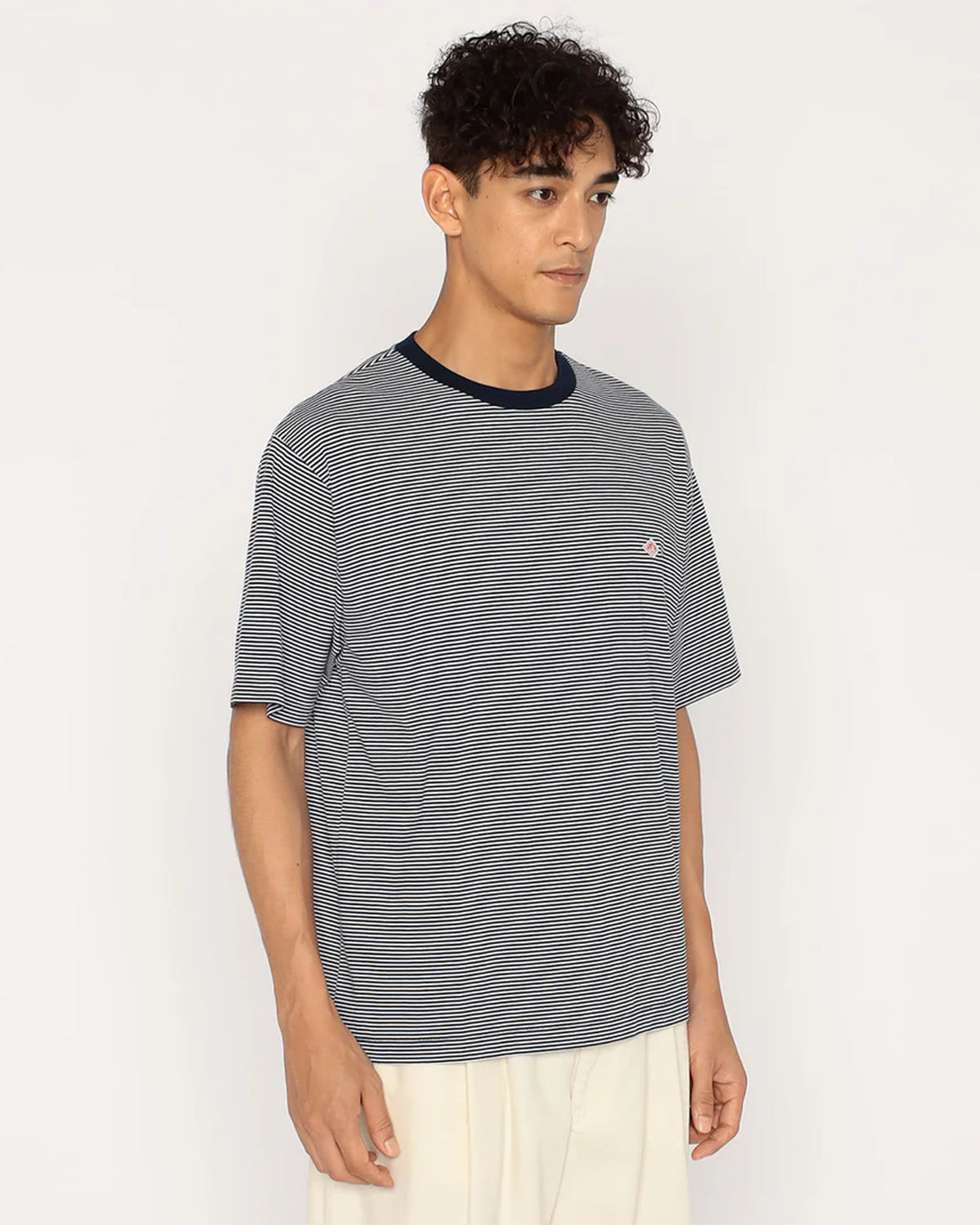 Mens Short Sleeve Inner T-shirt Stripe - NavyxWhite