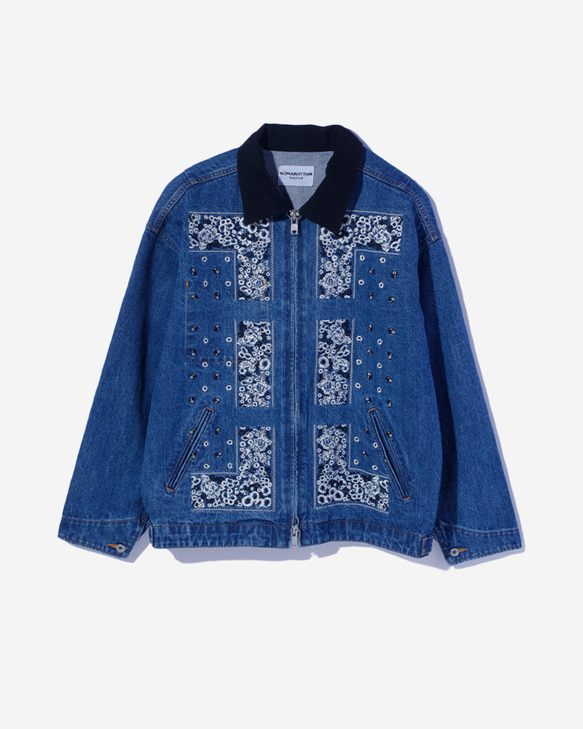 Bandana Embroidery Denim Jacket - Indigo / White