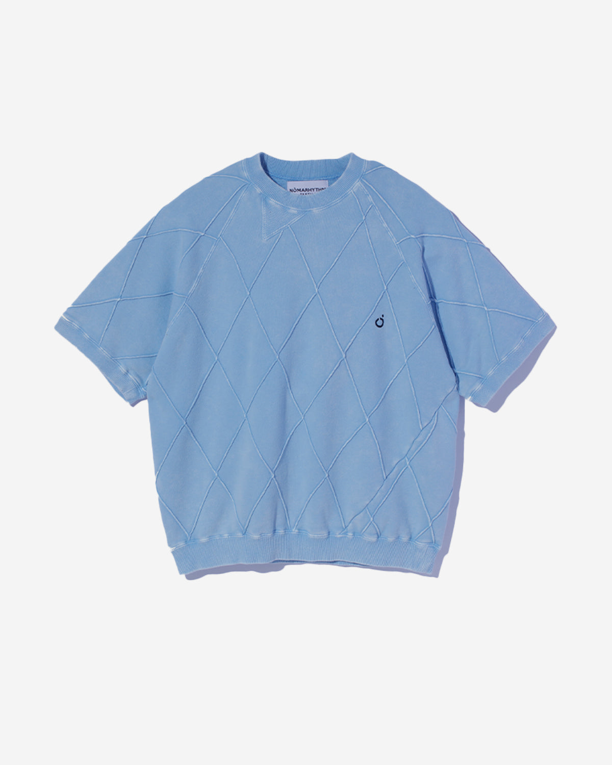Hand Dye Diamond-Stitch Twist SS Sweat - Lt Blue
