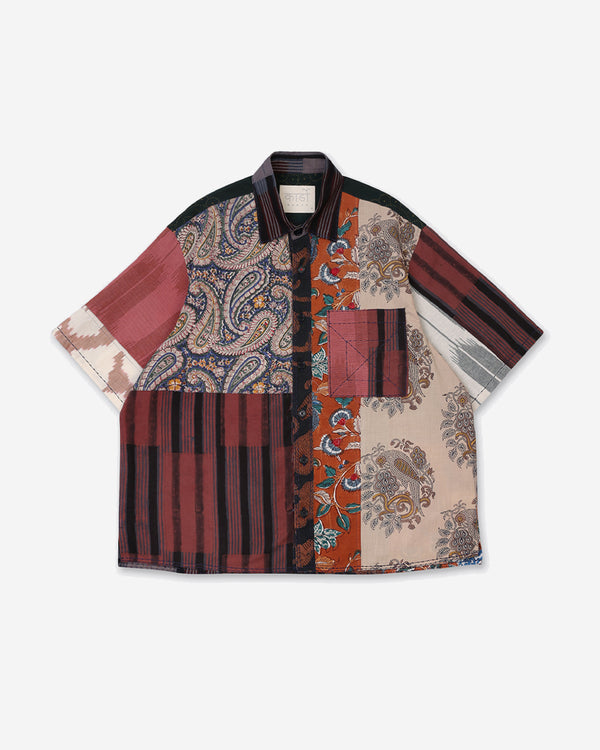 Yuto - Oversized 12 Panel Patchwork Shirt With Raw Edge Details - Multi