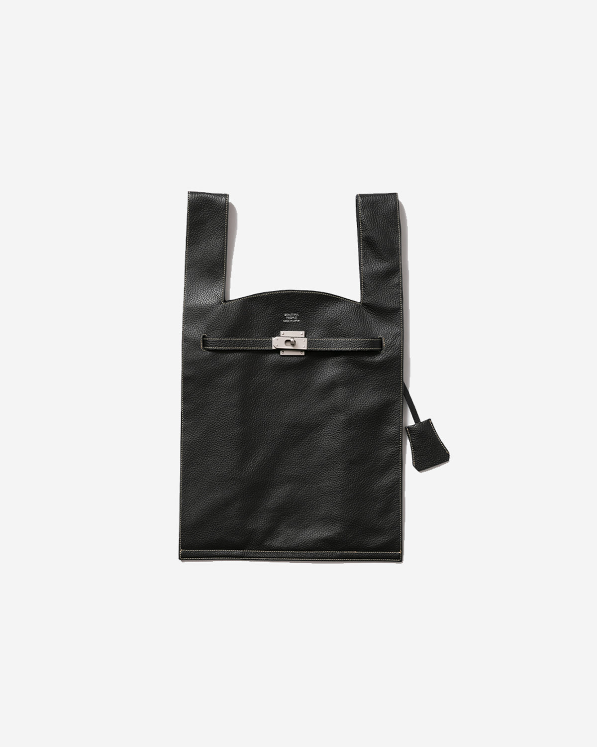 Large Market Bag In Shrink Leather - Black