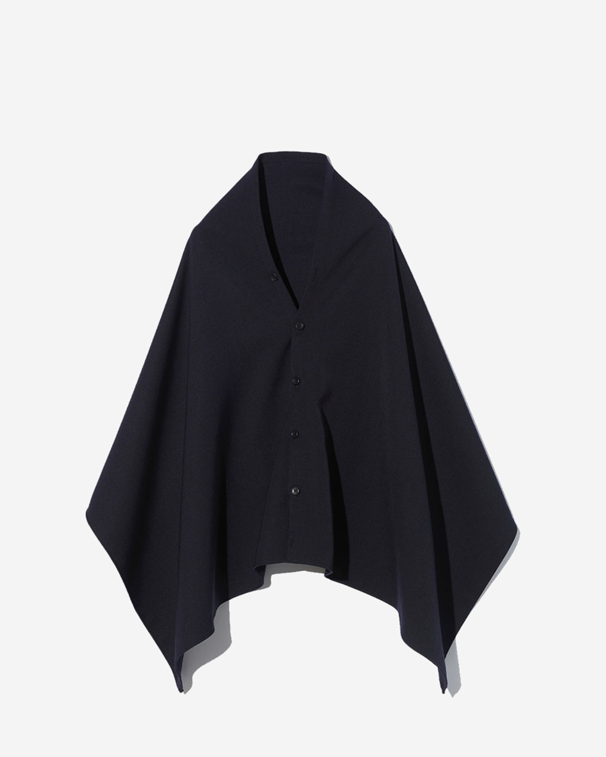 Button Shawl - Dark Navy Heavy Wool Elastique