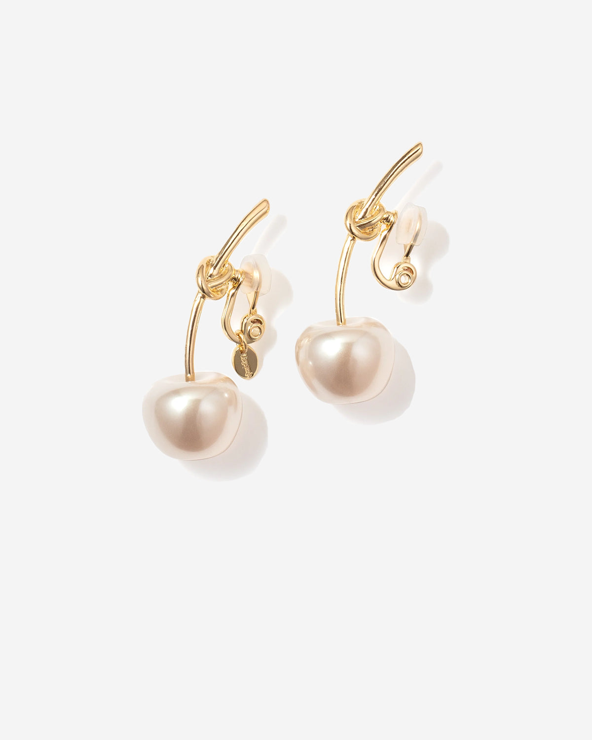 Pearl Cherry Clip On Earrings - Pearl
