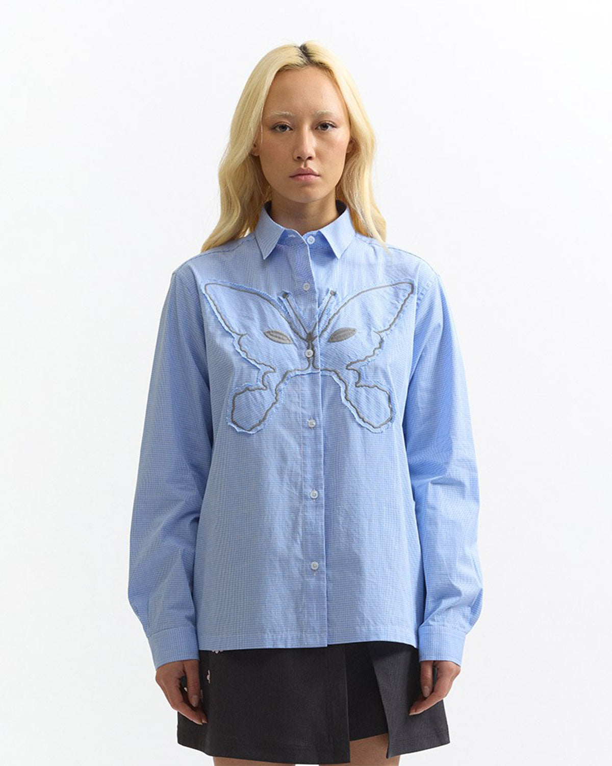 Alien Kiss Gingham Shirt - Powder Blue Gingham