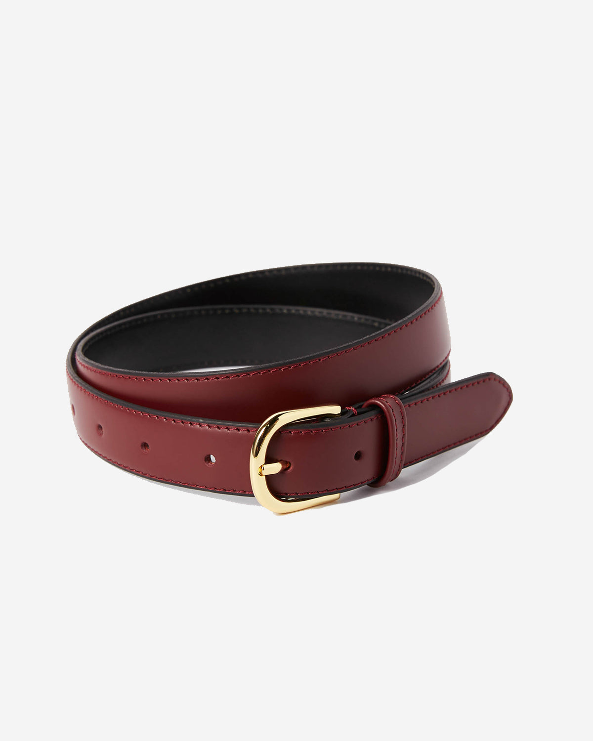 Slim Leather Belt - Burgundy
