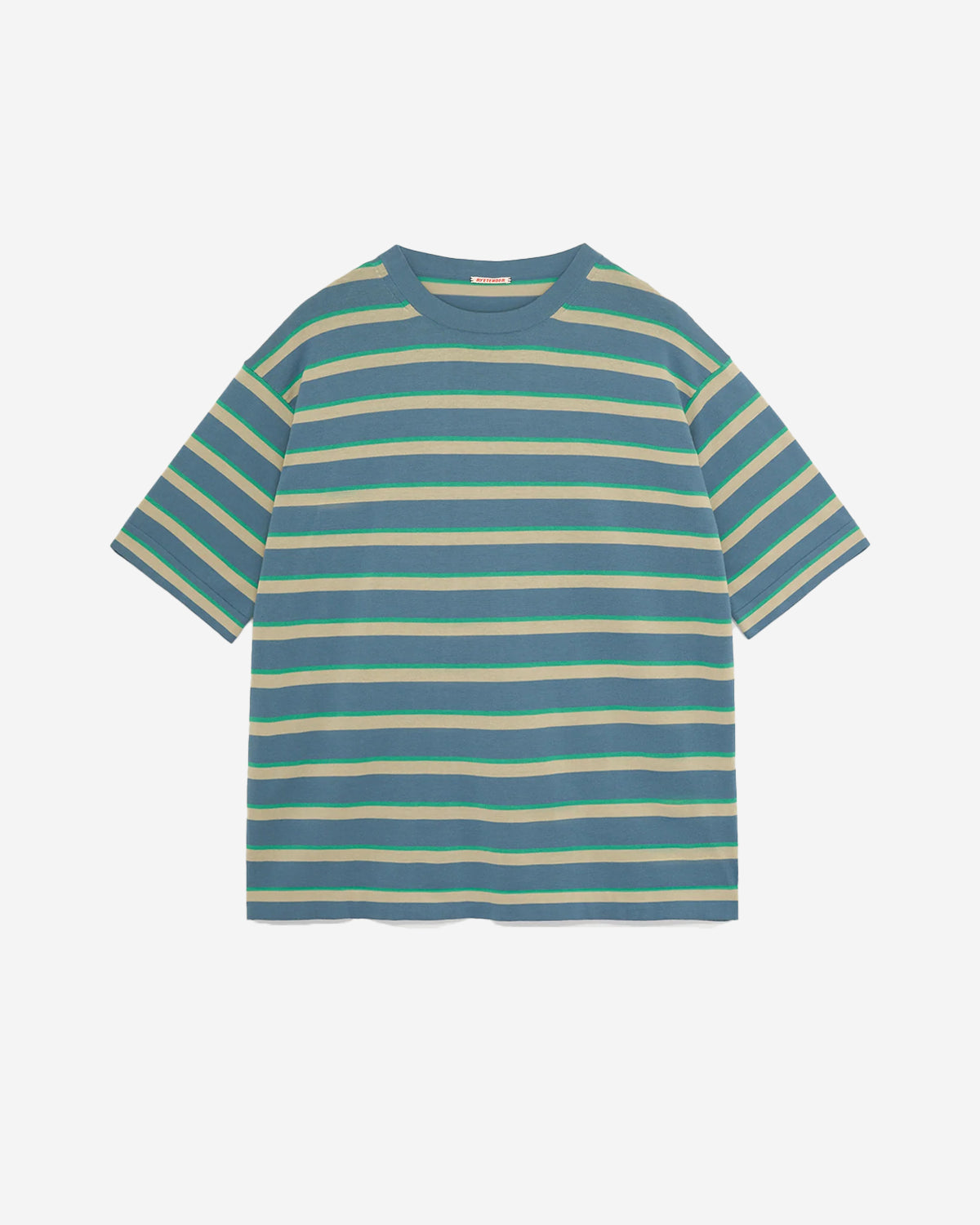 Striped Centre Tee - Slate X Beige Stripe