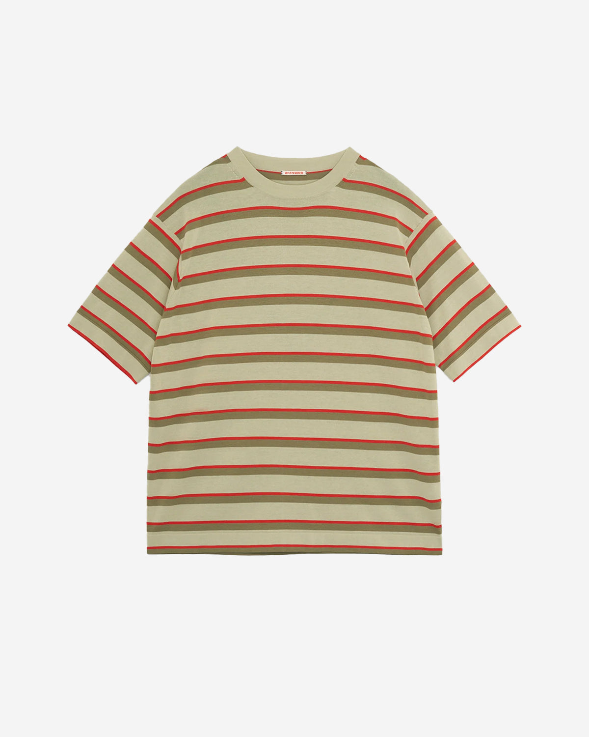 Striped Centre Tee - Beige X Khaki Stripe