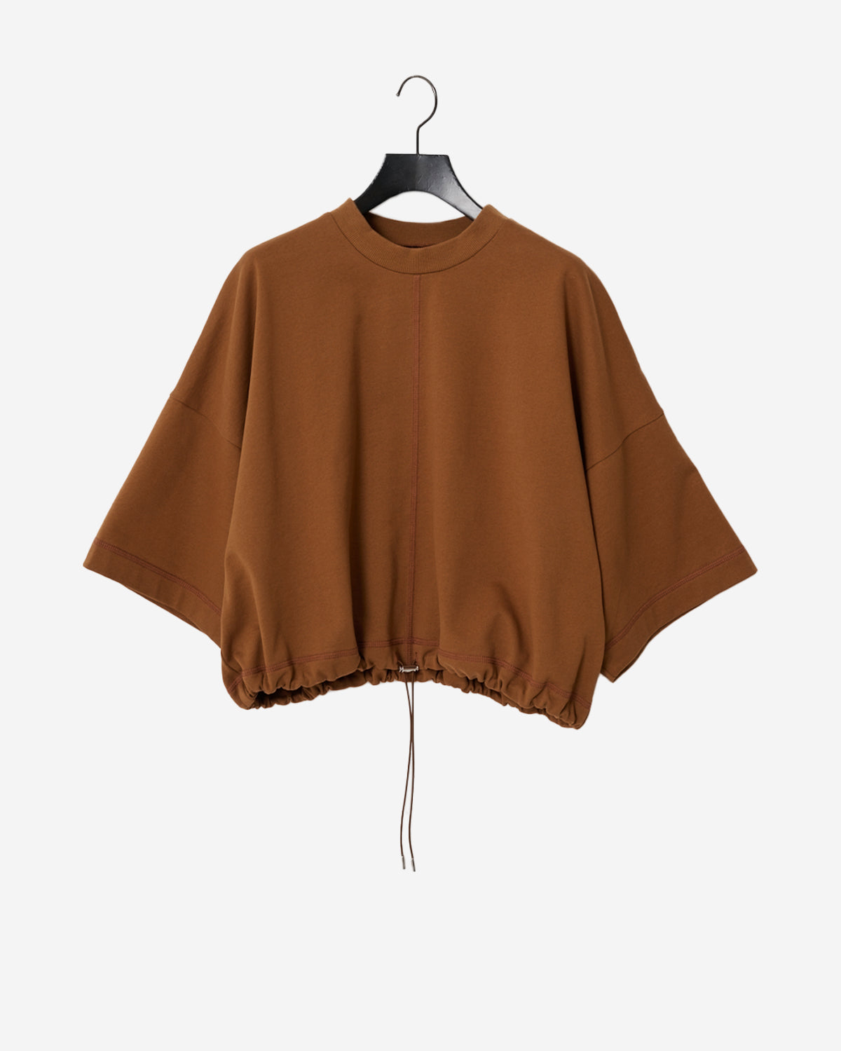 Draw Cord Hem Cropped T - Brown