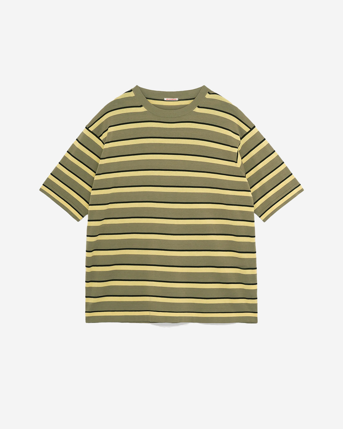 Striped Centre Tee - Khaki X Yellow Stripe
