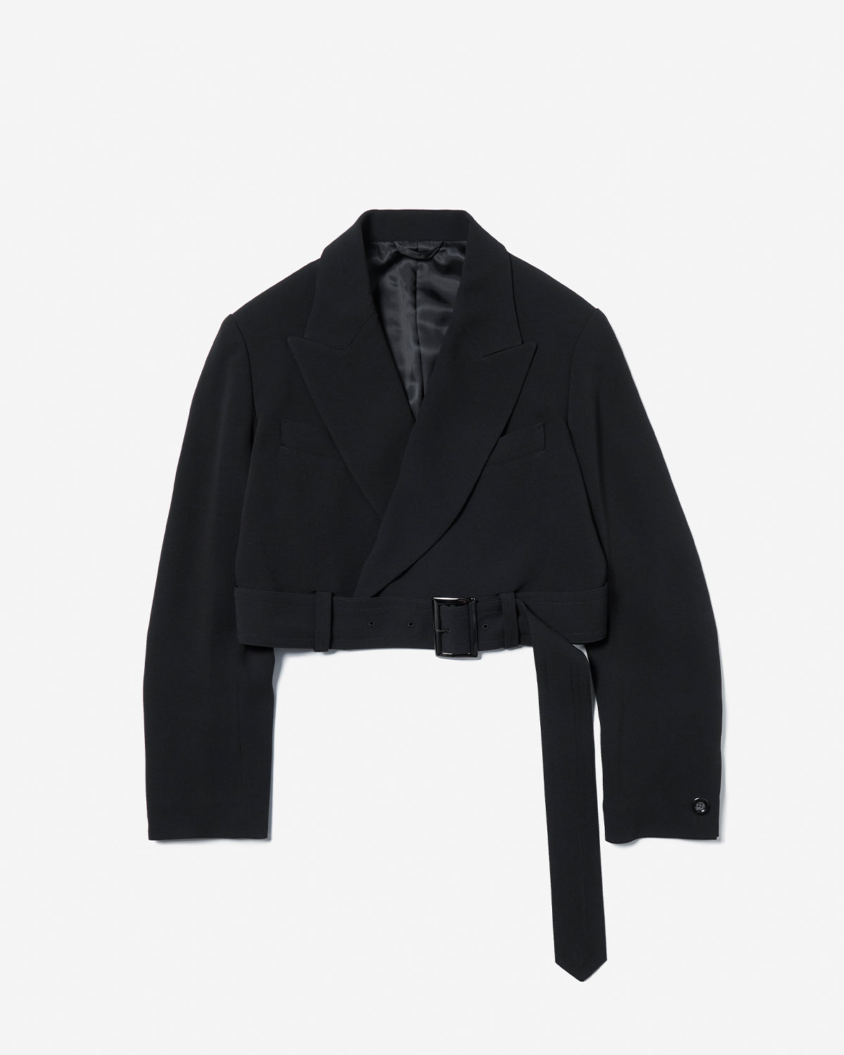 Cropped Belt Jacket - Black