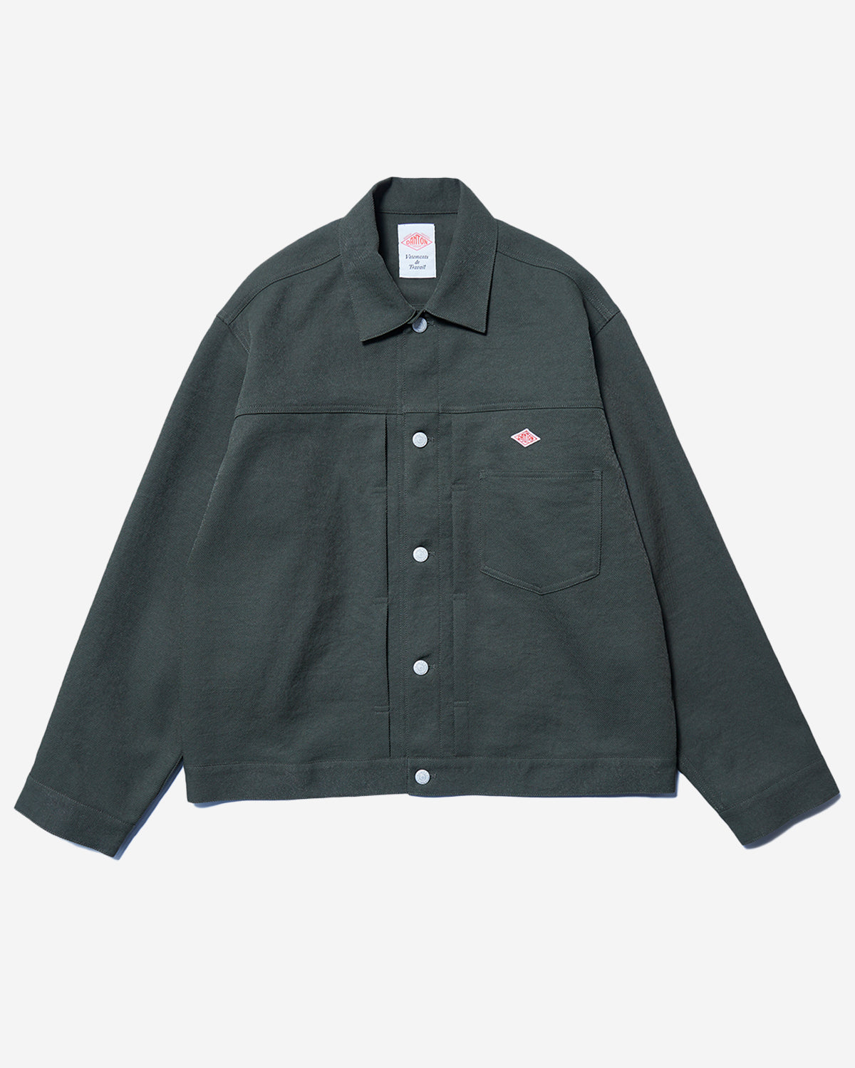 Mens Polyester Twill Jeans Jacket Style Shirt Blouson - Olive