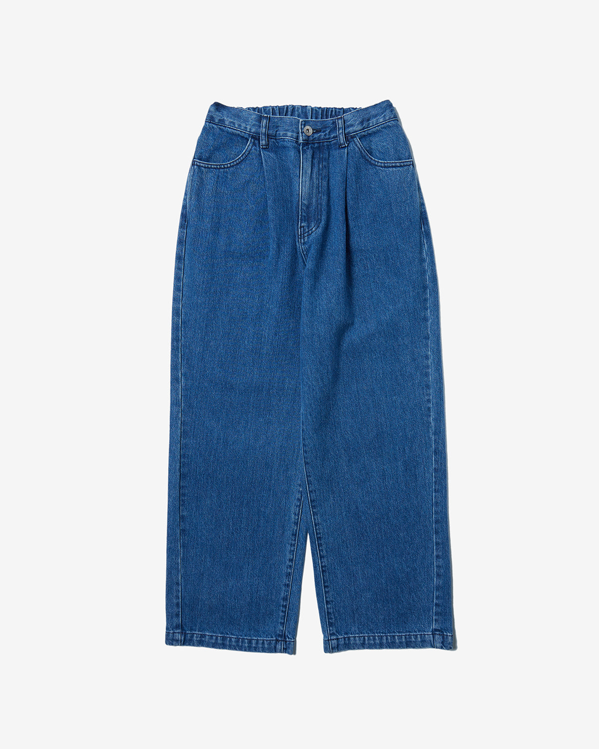 Womens Japanese Denim Tuck Straight Pants - Indigo