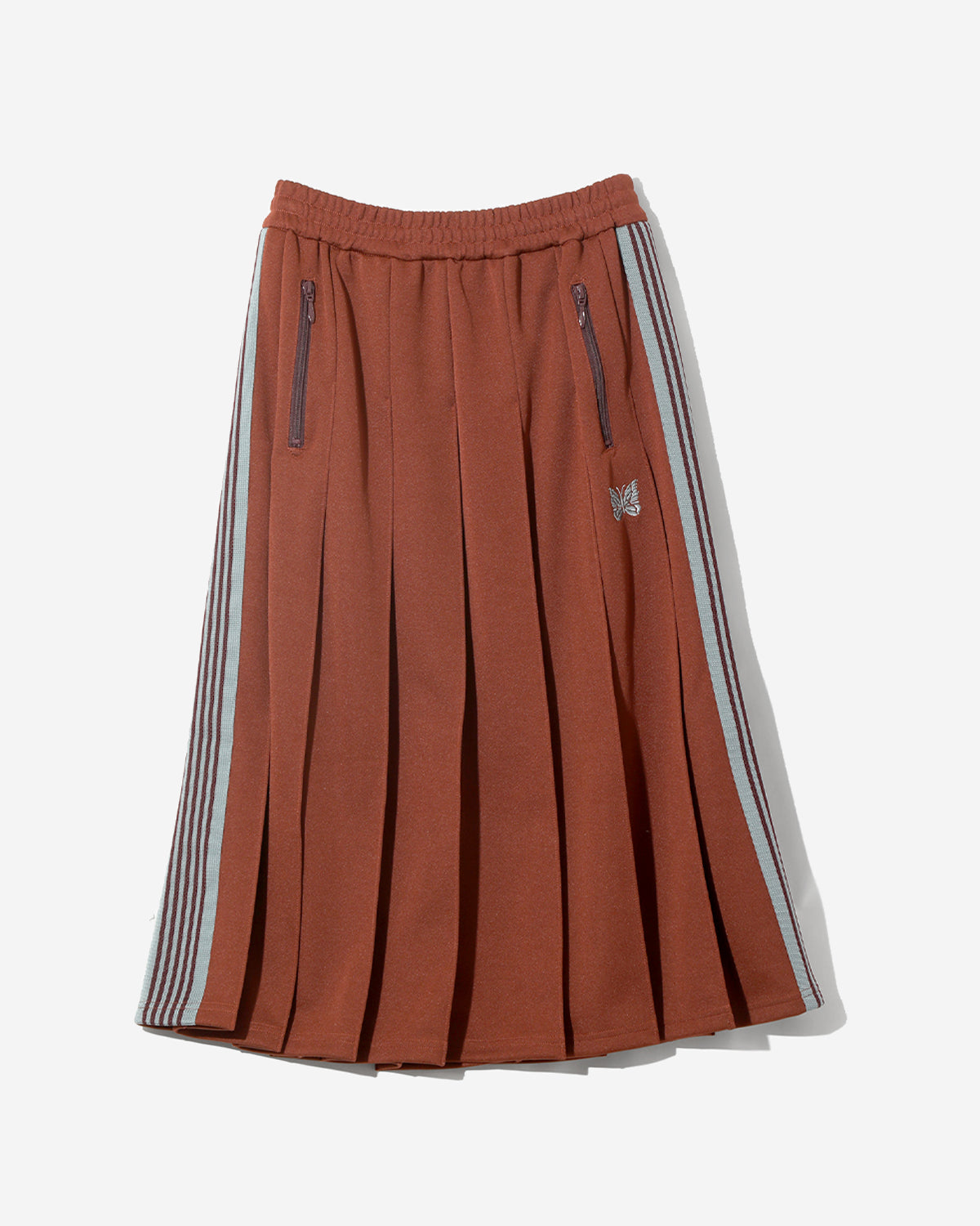 Pleated Track Skirt - Poly Smooth - Rust