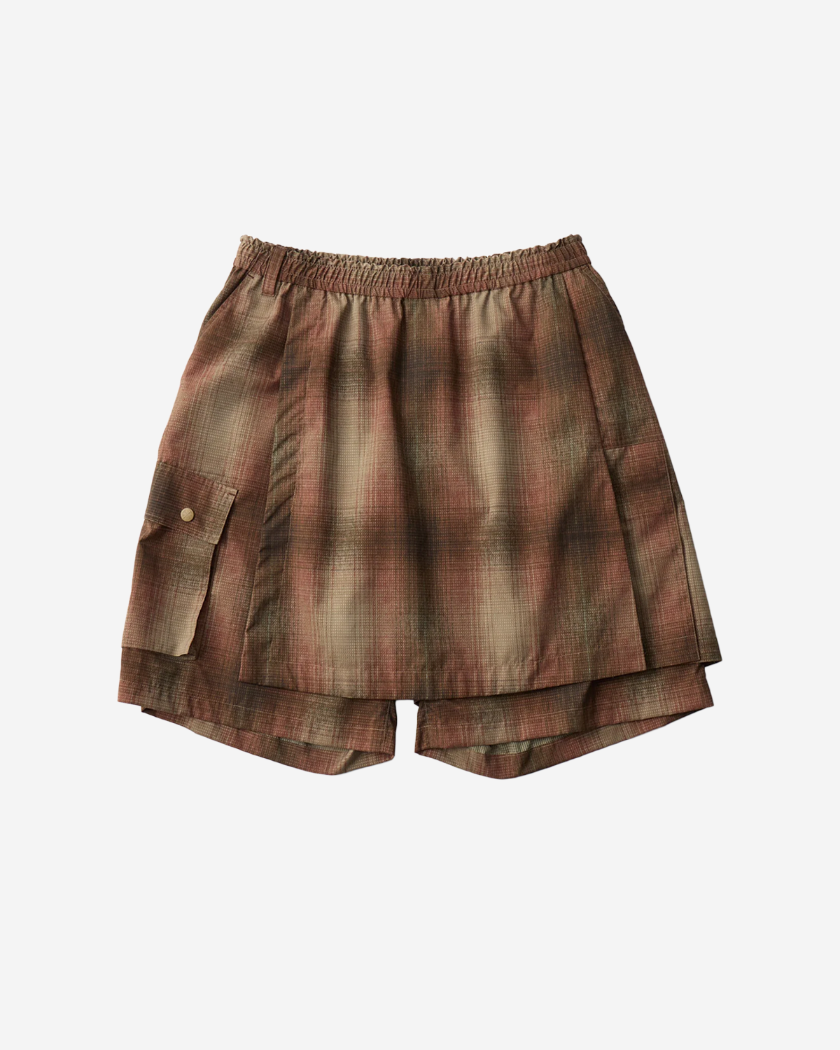 Ombre Check Skirt Pants - Brown