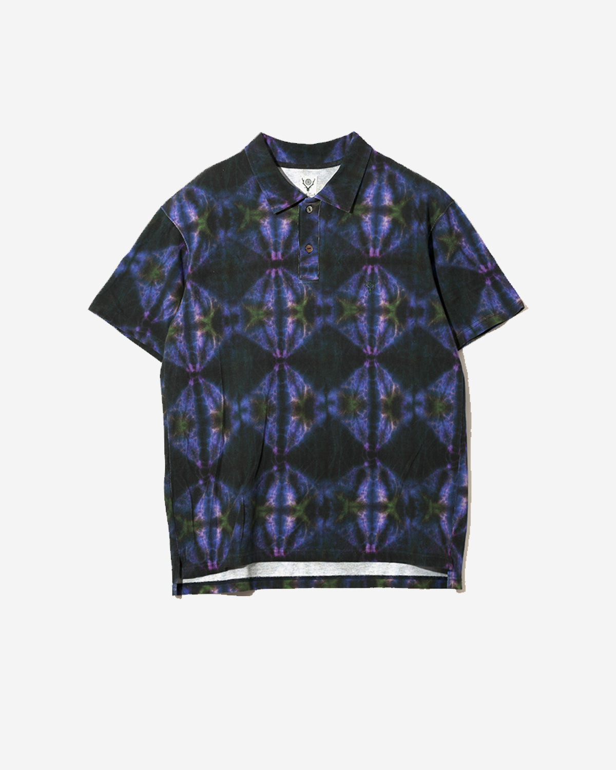 S/S Polo Shirt - Cotton Pique / Tie-Dye Printed - Blue