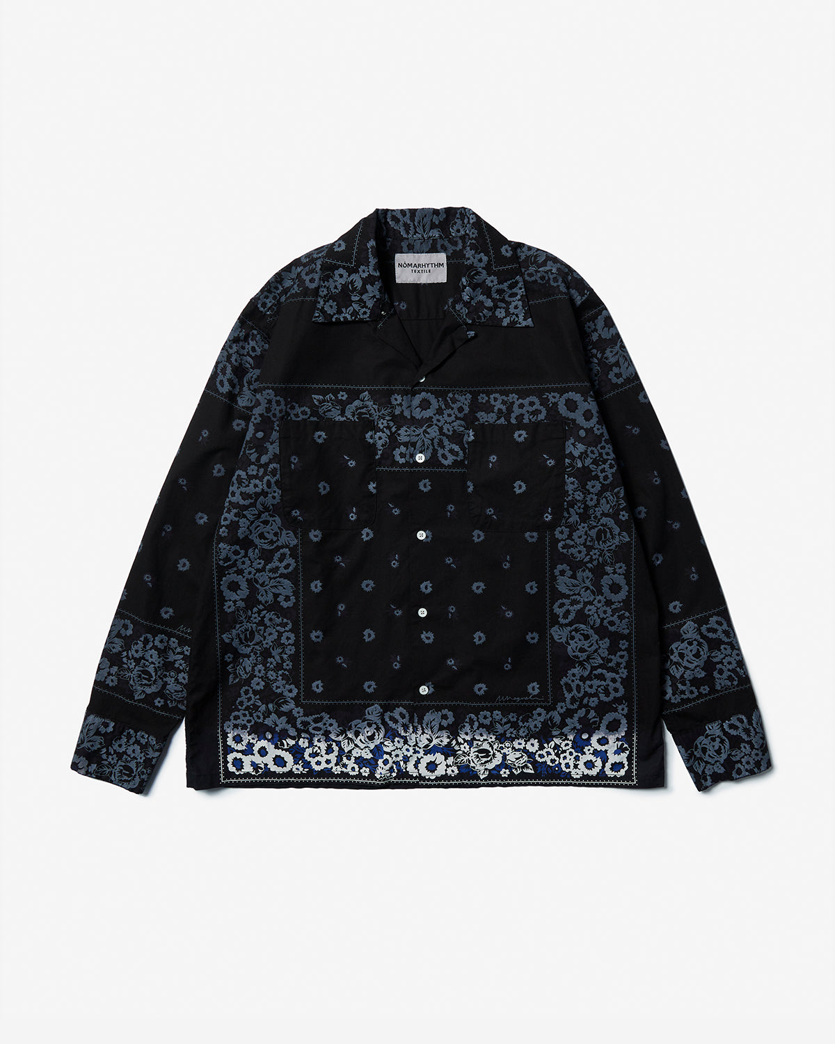 Overdyed Bandana Print Shirt - Black x Blue
