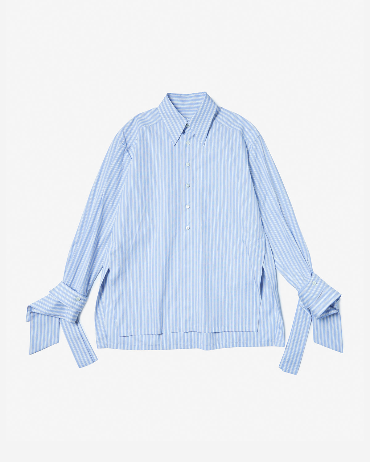 Ribbon Cuffs Shirt - Light Blue