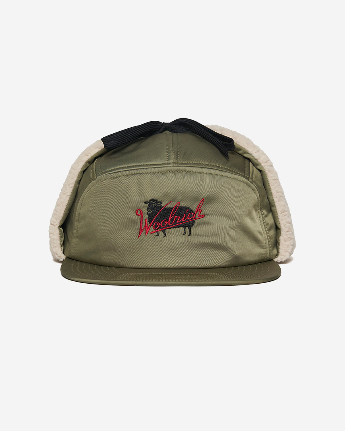 Satin Boa Earflap Cap - Olive