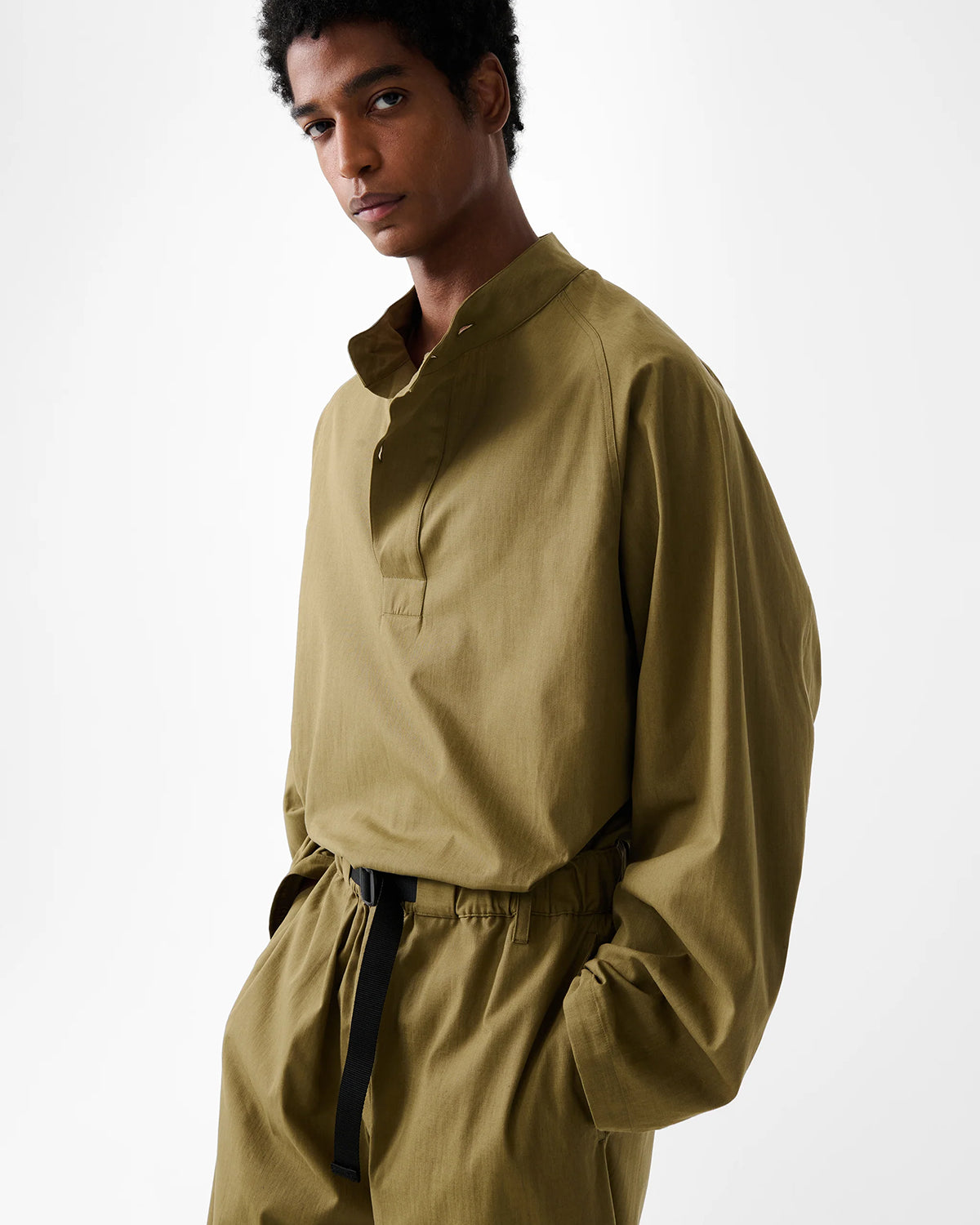 Casey - Half Placket Pop Over - Military Green