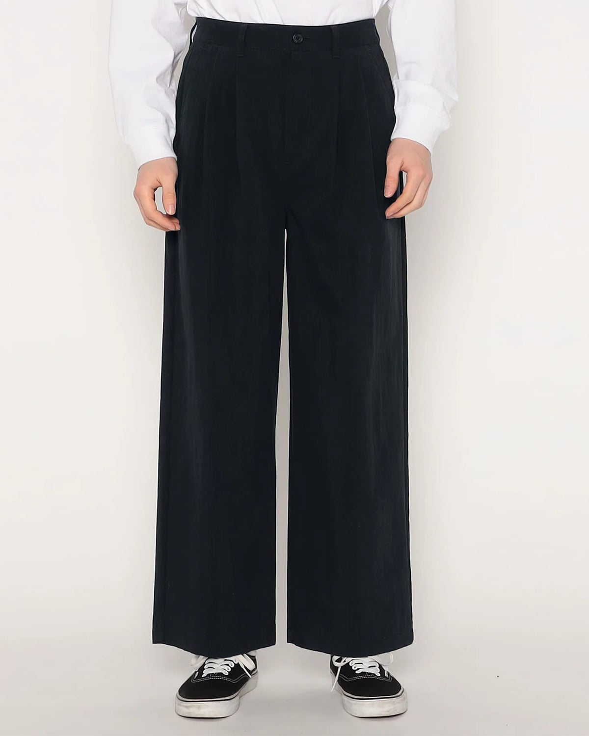 Mens C/N Twill Double Pleated Easy Pants - Navy