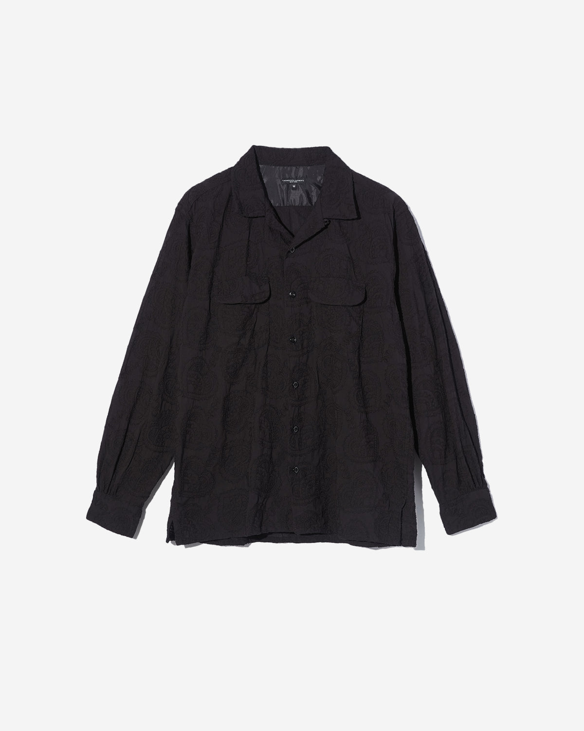 Classic Shirt - Black Cotton Paisley Embroidery