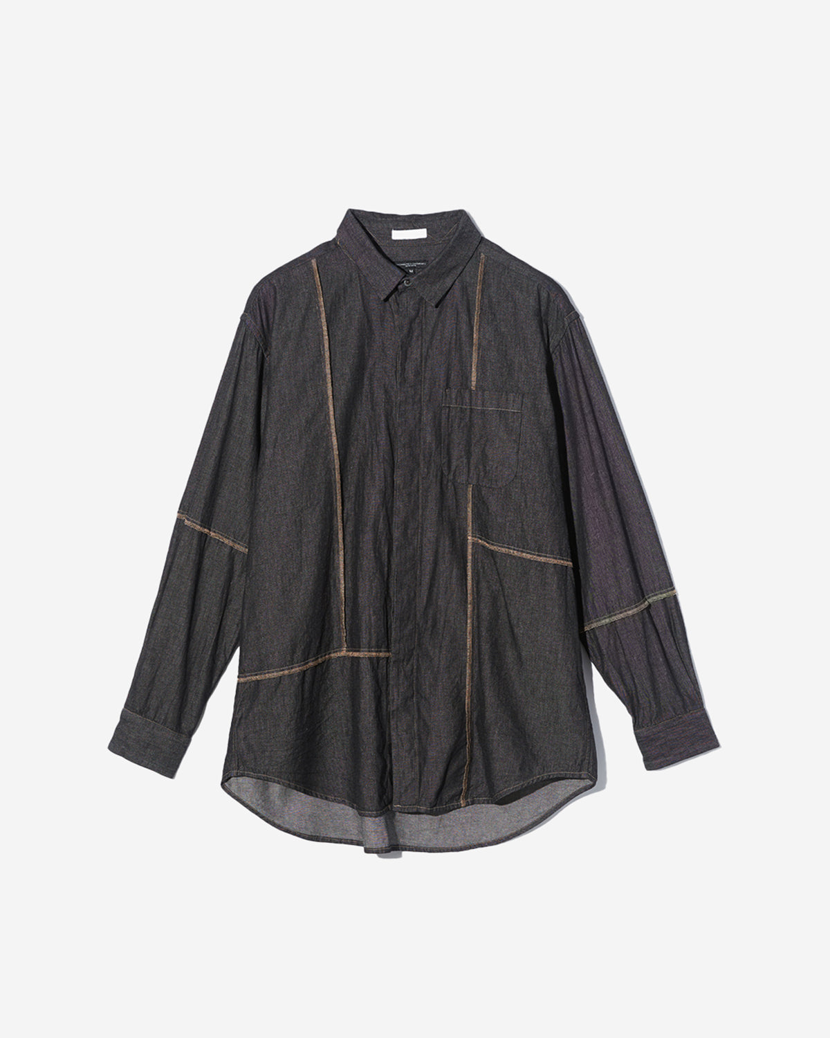 Combo Short Collar Shirt - Black Cotton Denim Shirting