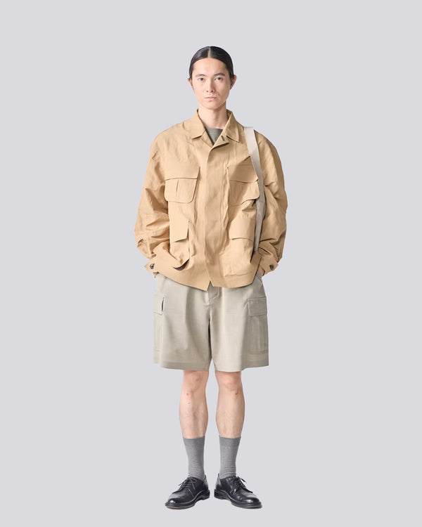 06PNJ2 - Memory Linen Fatigue Blouson - Beige