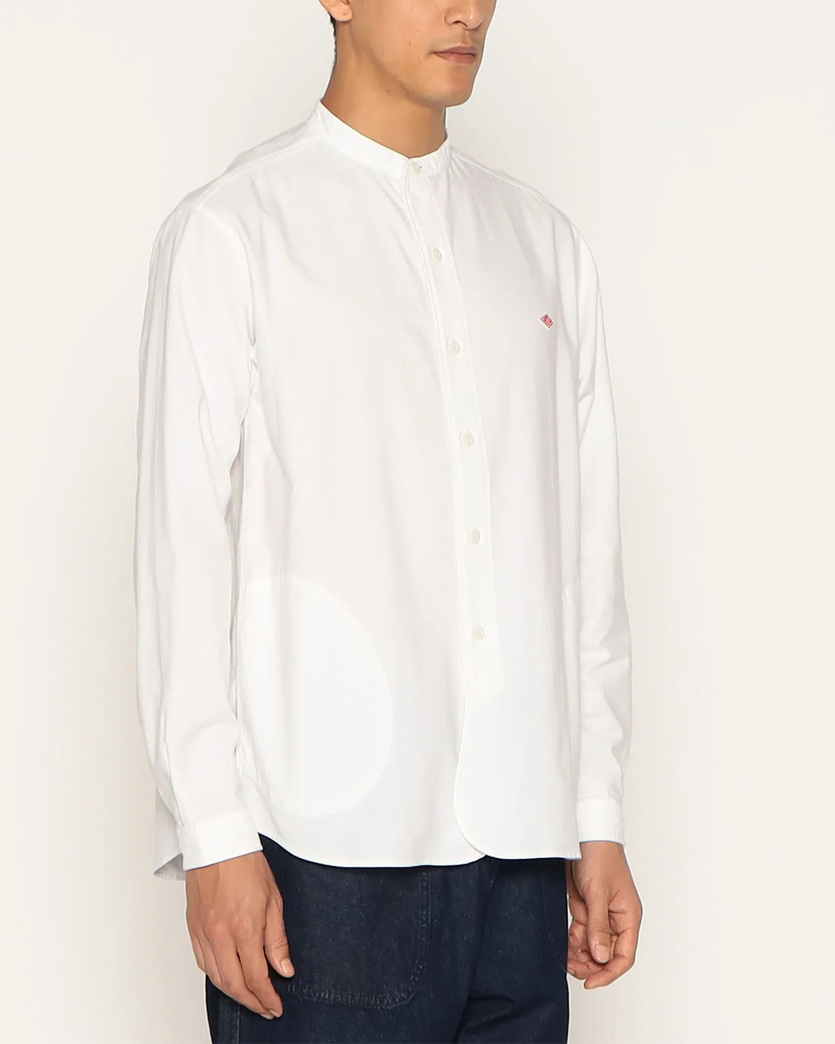 Mens Oxford Band Collar Shirt - White