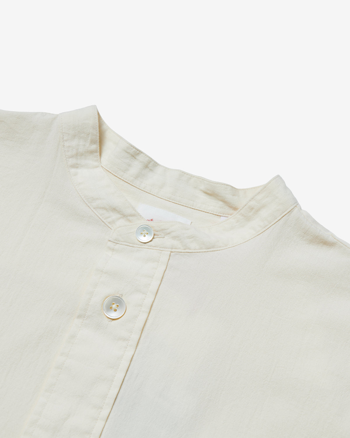 Womens Cotton Poplin Band Collar Shirt - Ivory