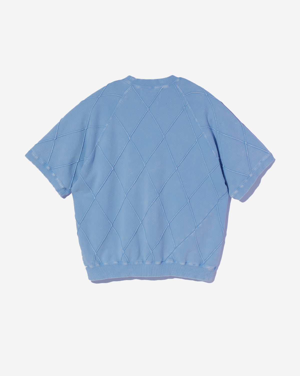 Hand Dye Diamond-Stitch Twist SS Sweat - Lt Blue