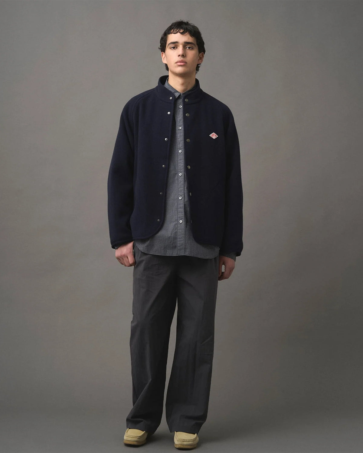 Mens CN Twill Double Pleated Easy Pants - Charcoal