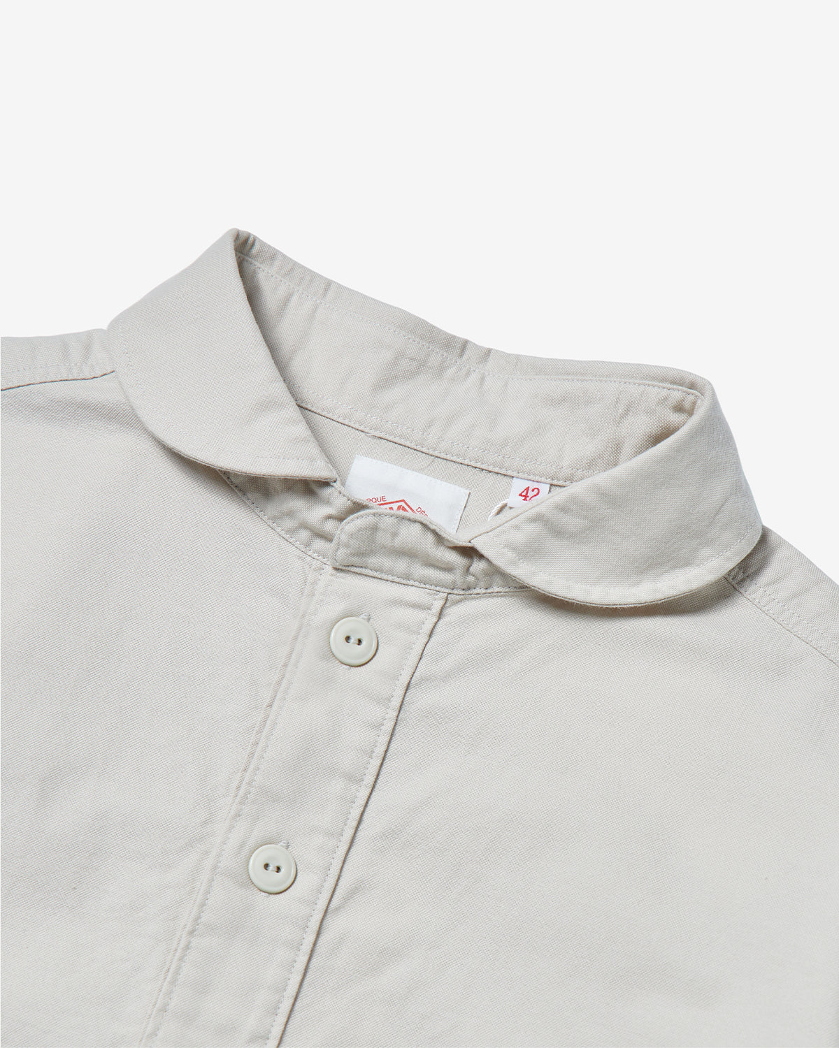 Mens Oxford Round Collar Pullover Shirt Plain - Oyster