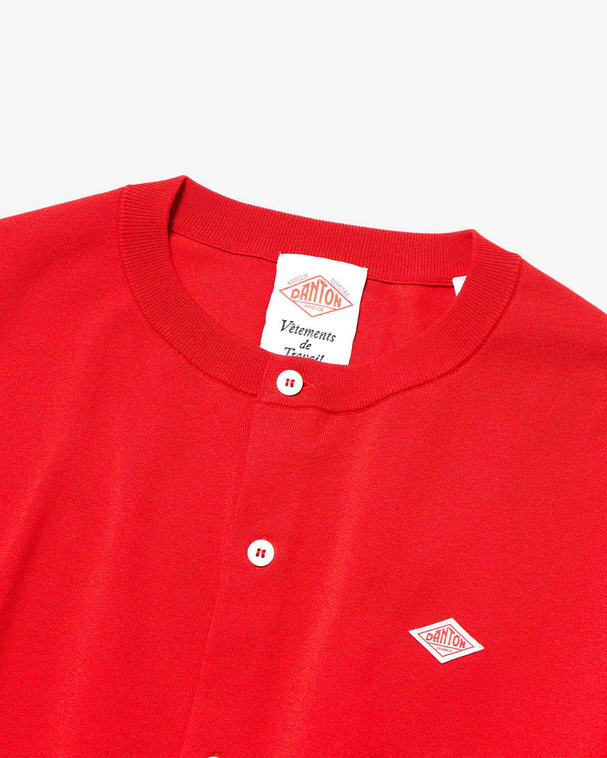 Womens Jersey Knit Crew Neck Cardigan - Red