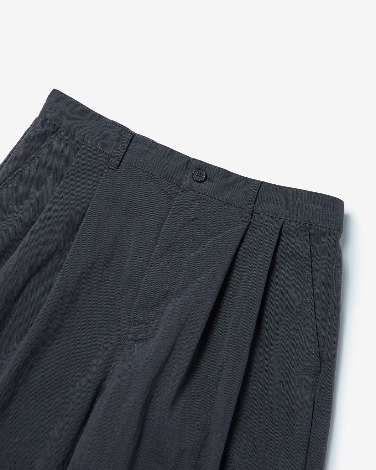 Mens CN Twill Double Pleated Easy Pants - Charcoal