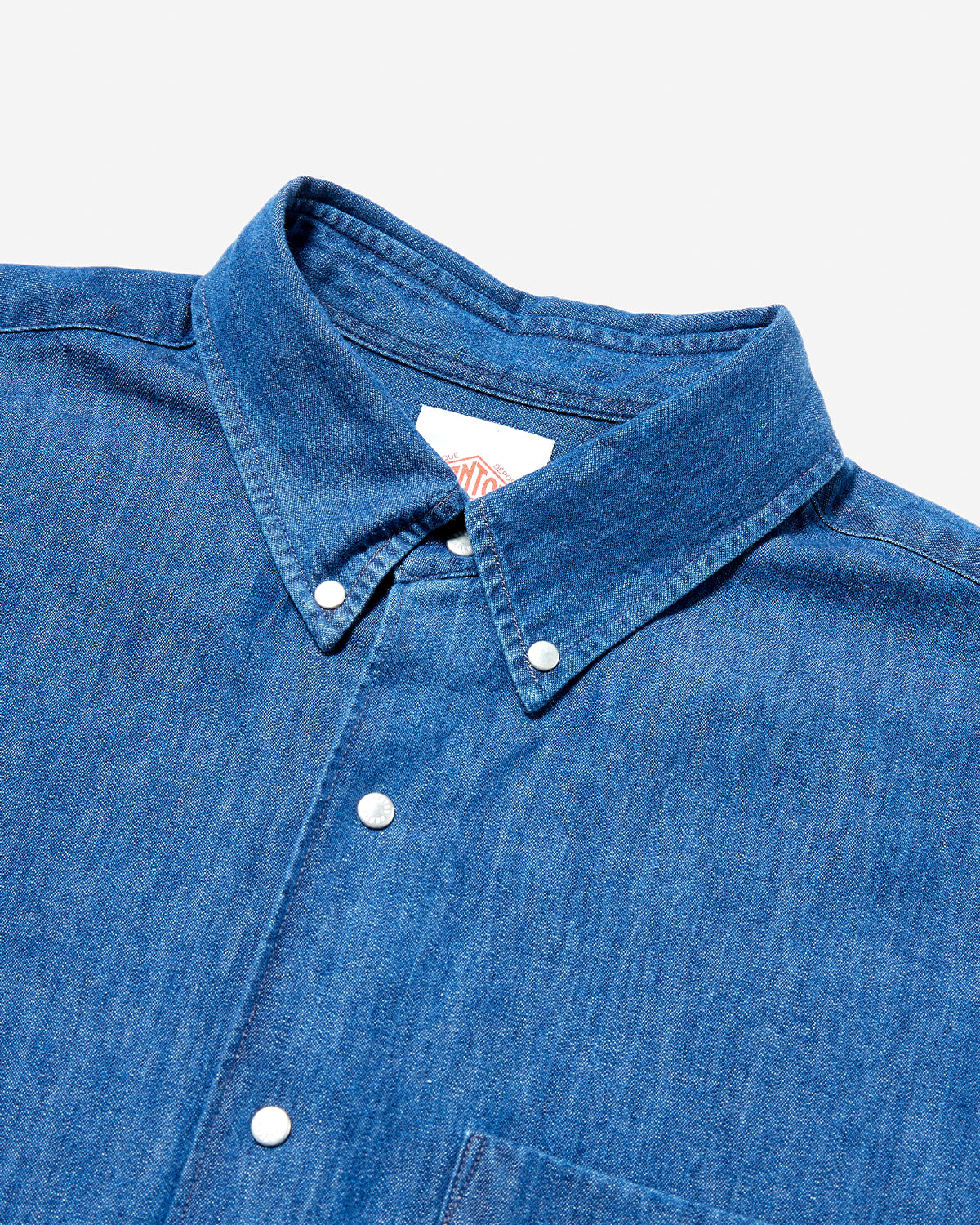 Mens Denim Dungaree Button-Down Shirt - Light Indigo