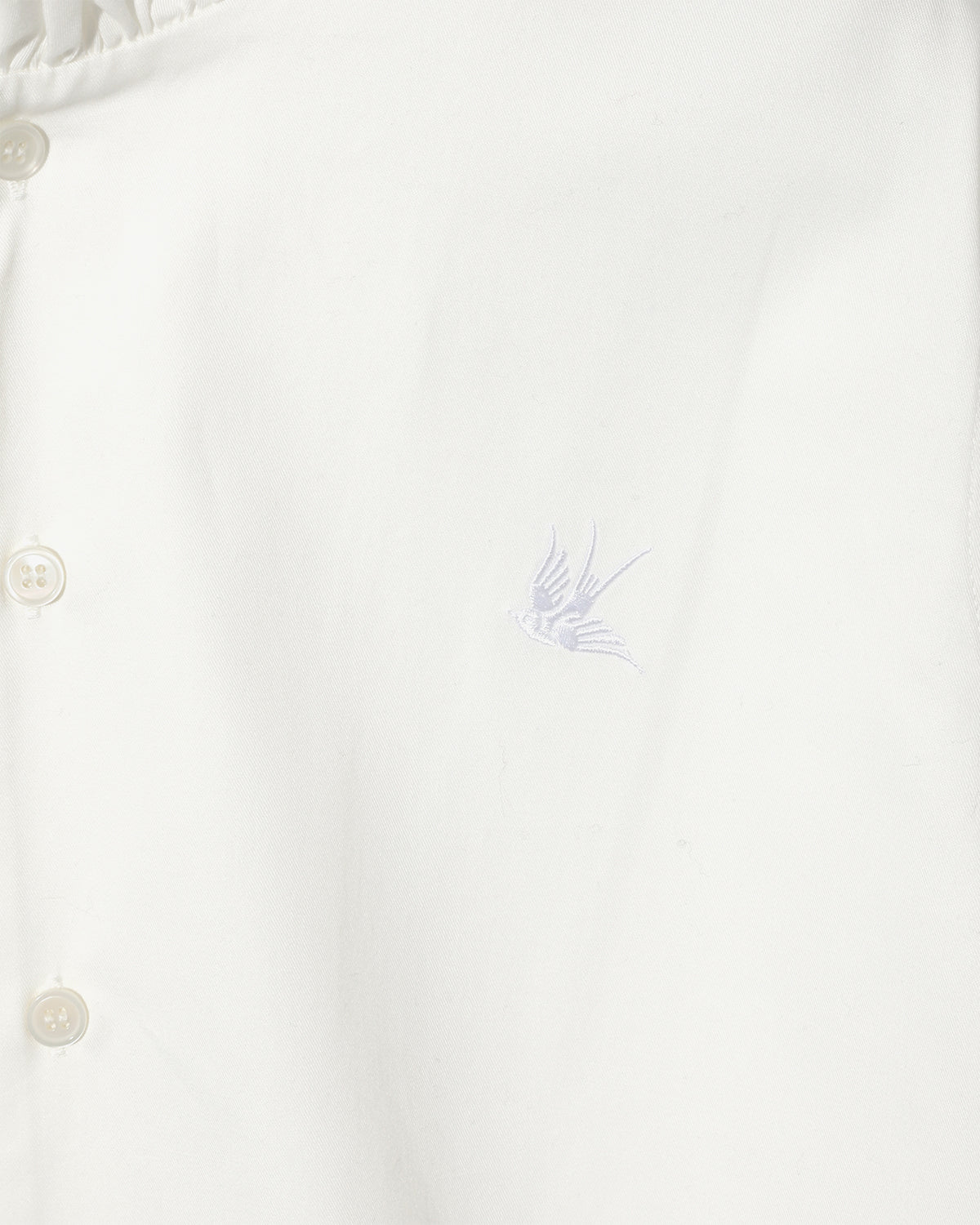 Frill Stand Collar Shirt - White