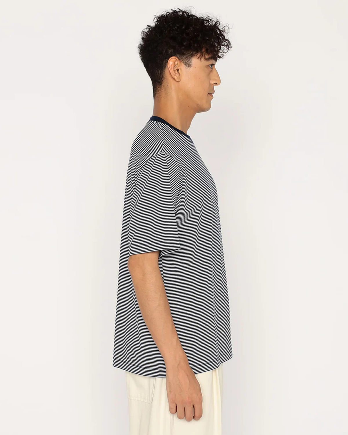 Mens Short Sleeve Inner T-shirt Stripe - NavyxWhite