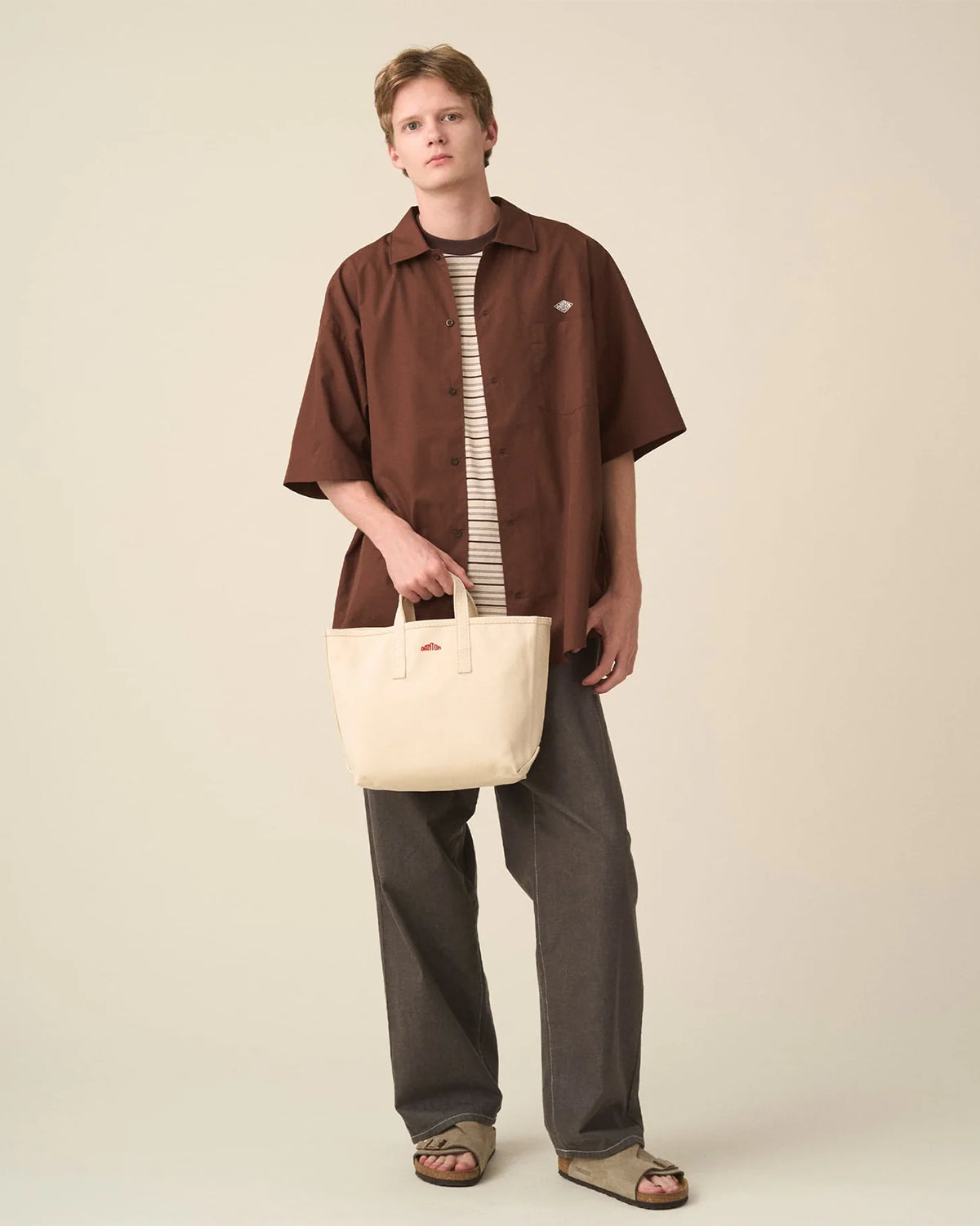 Vosges Moyen - Cotton Canvas Tote Bag - Ecru Red
