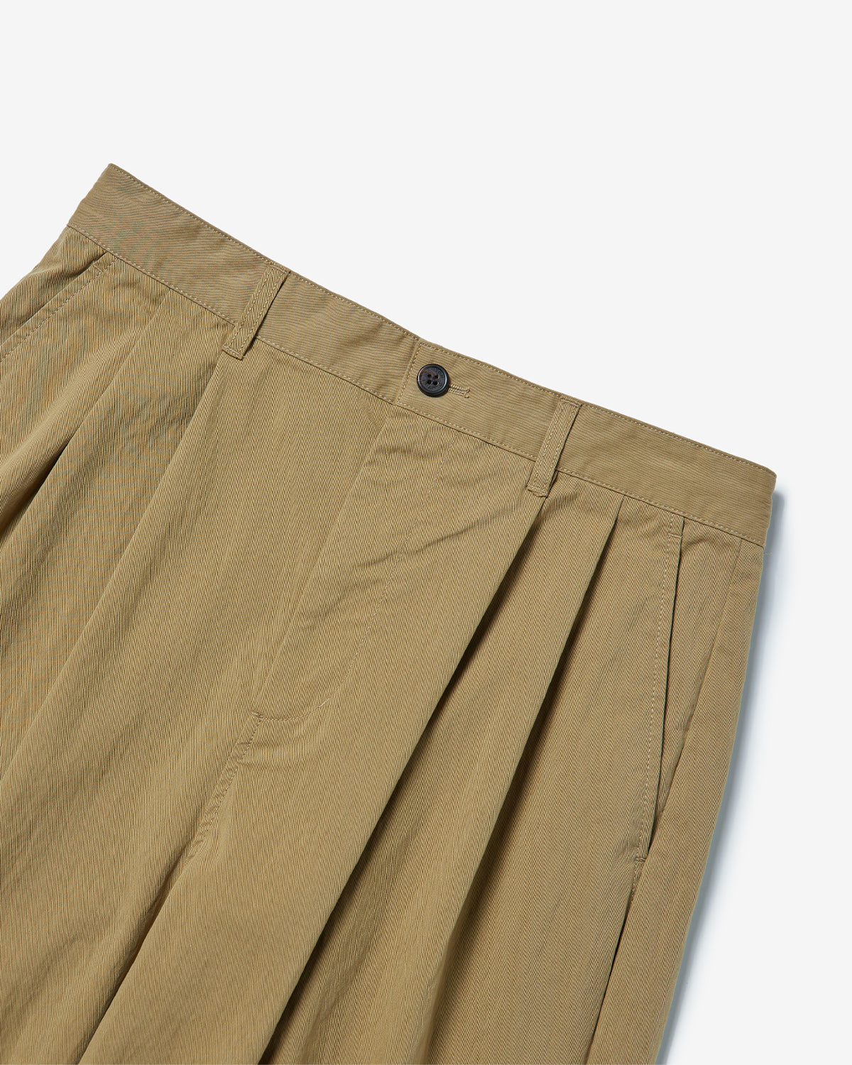 Mens CN Twill Double Pleated Easy Pants - Dk.Beige
