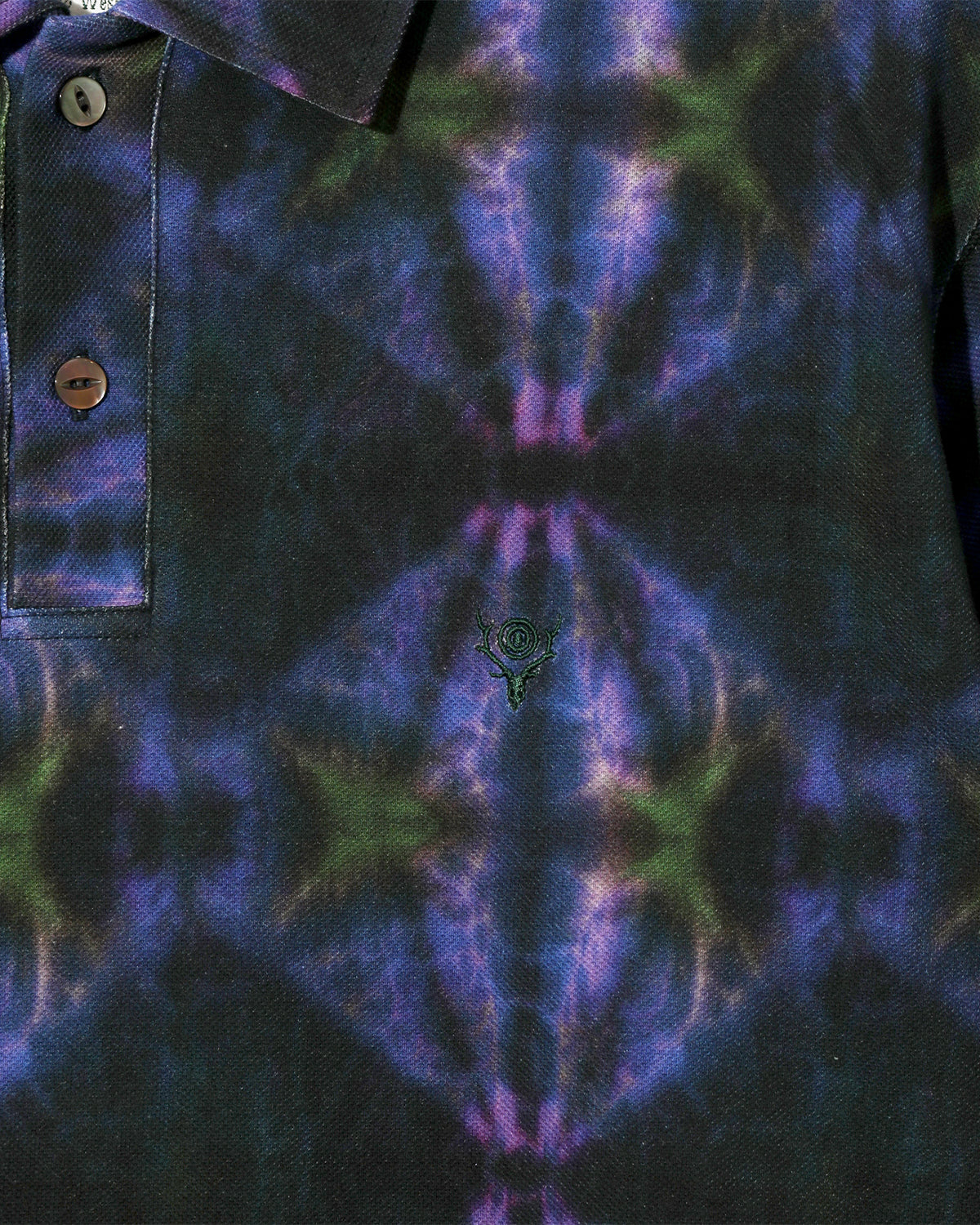 S/S Polo Shirt - Cotton Pique / Tie-Dye Printed - Blue